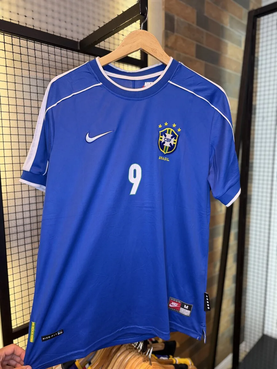 Camisa Brasil Retrô 1998 Ronaldo Azul — frente
