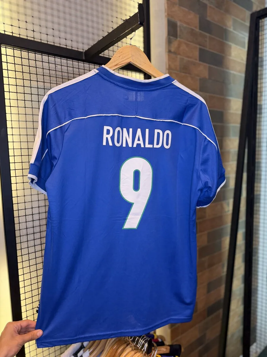 Camisa Brasil Retrô 1998 Ronaldo Azul — costas